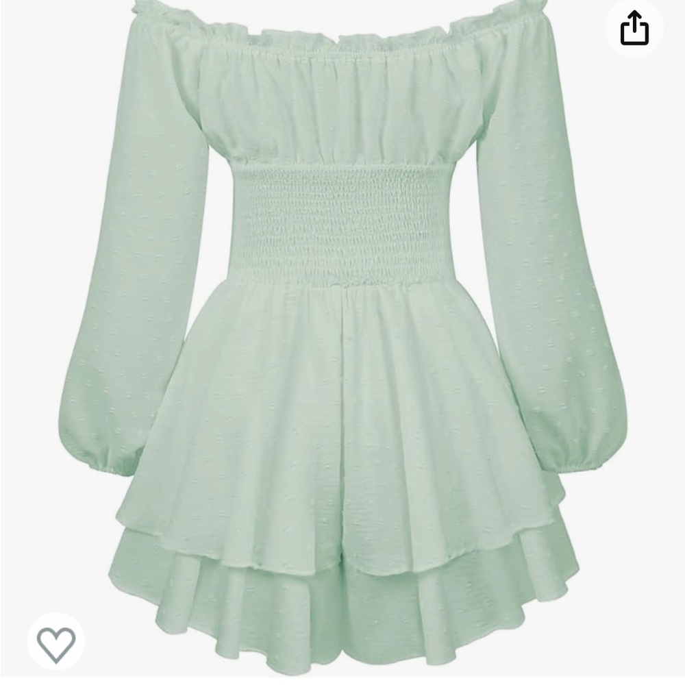 NEW* off the shoulder , light green romper - Picture 6 of 9